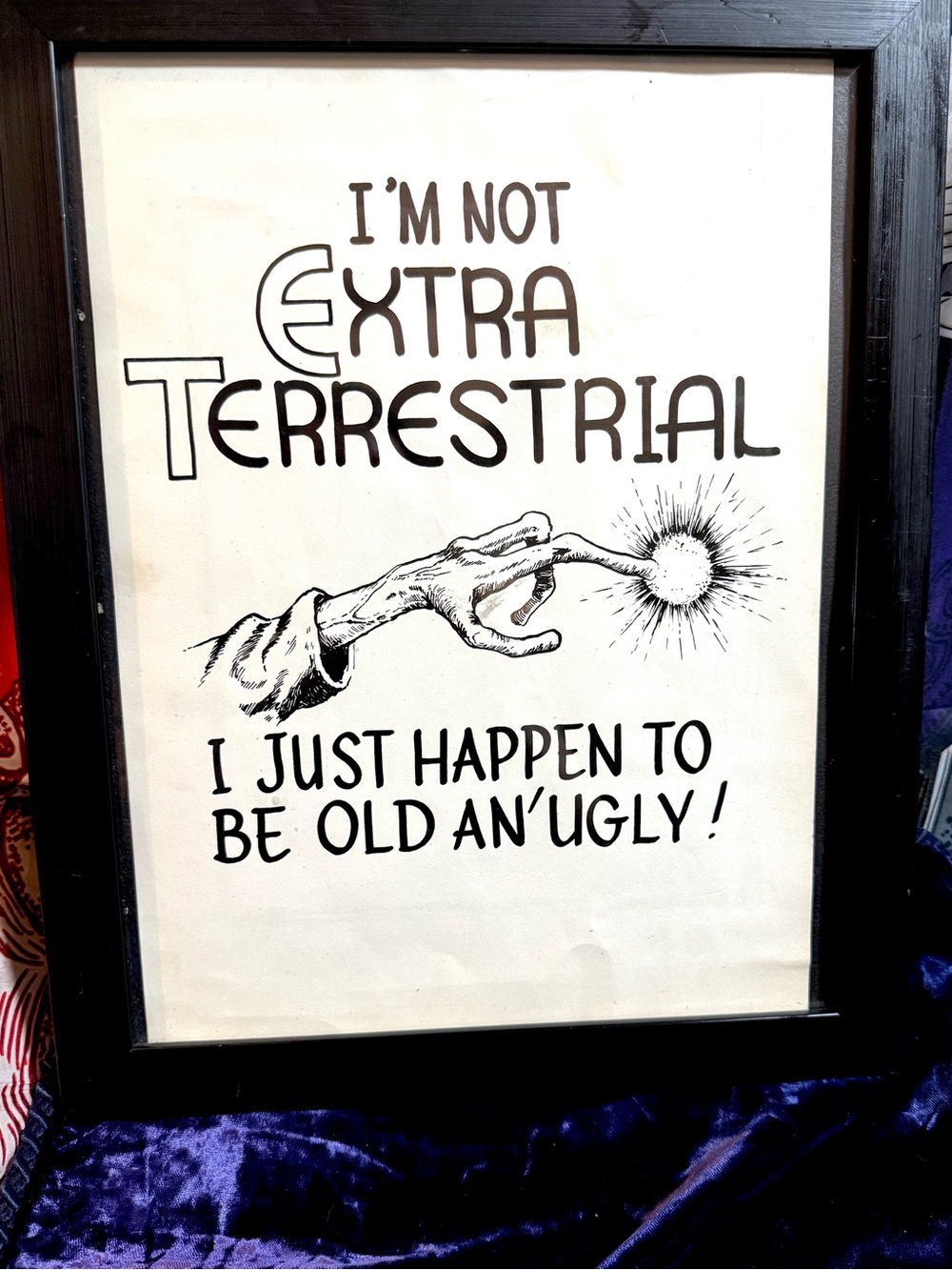 Vintage One of a Kind Framed ET Artwork
